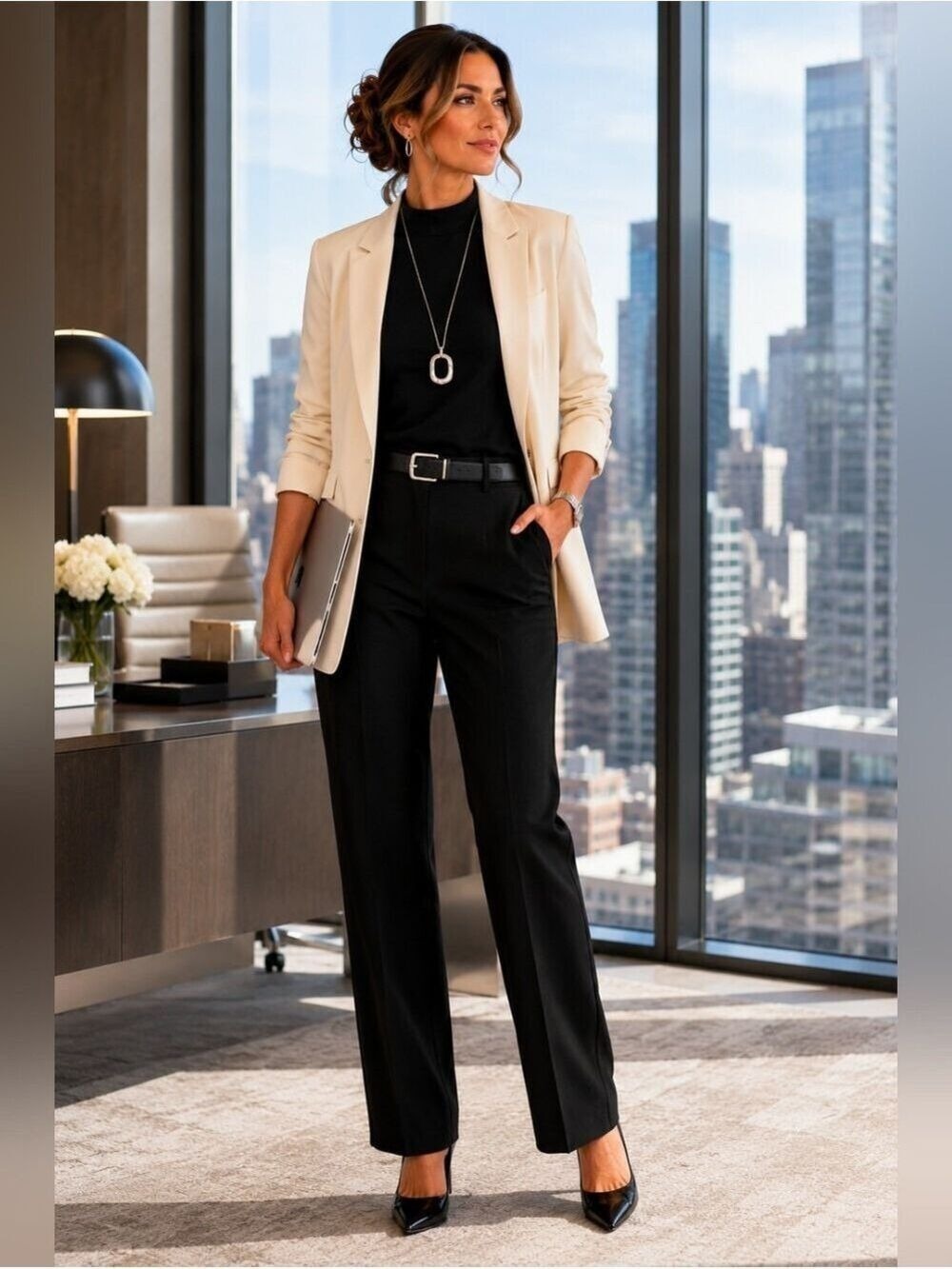 Liz Claiborne Black Career Trousers Size 14 Classic Office Pants - Picture 7 of 9